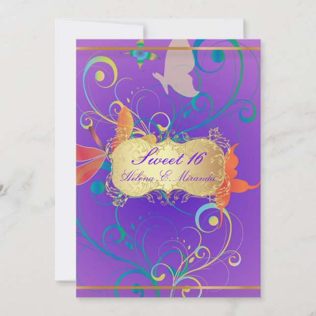 PixDezines Sweet 16/Butterfiles/Swirls/Dragonflies Invitation (Front)