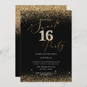 PixDezines Sweet 16 Diamond Glitters Watercolor Invitation