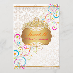 PixDezines Sweet 16/Rainbow Swirls/DIY background Invitation