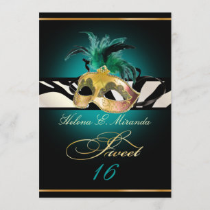 PixDezines Sweet 16/teal Zebra/DIY colour!! Invitation