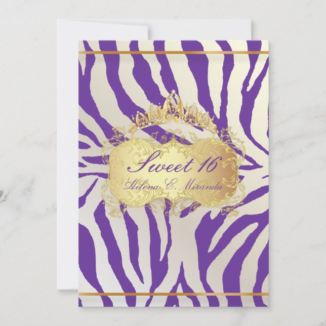 PixDezines Sweet 16/Zebra Stripes, DIY Colour Invitation (Front)
