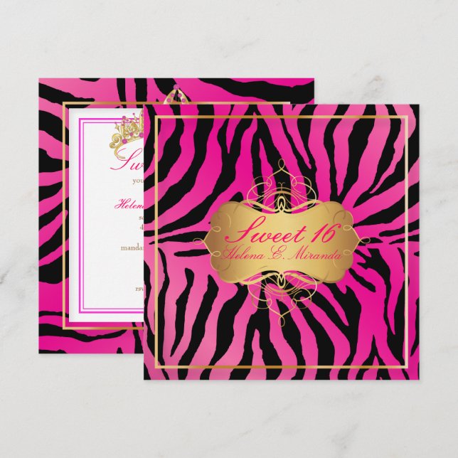 PixDezines Sweet 16/Zebra Stripes Invitation (Front/Back)