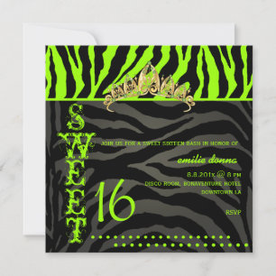 PixDezines Sweet 16/Zebra Stripes Invitation