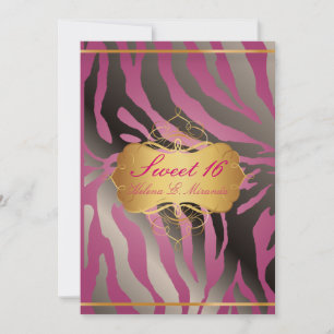 PixDezines Sweet 16/Zebra Stripes Invitation