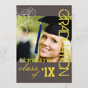 PixDezines Swirls, 2011 Graduation, Custom Colour Invitation