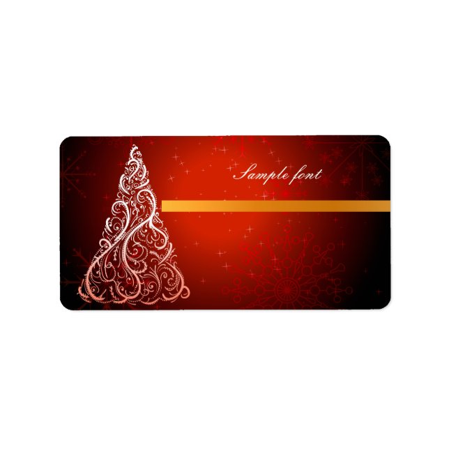 PixDezines Swirls Christmas Tree Label (Front)