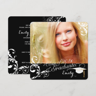 PixDezines Swirls Graduation/DIY colour+fonts Invitation