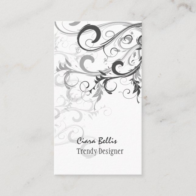 PixDezines Swirls / Graphite+Eggshell Business Card (Front)