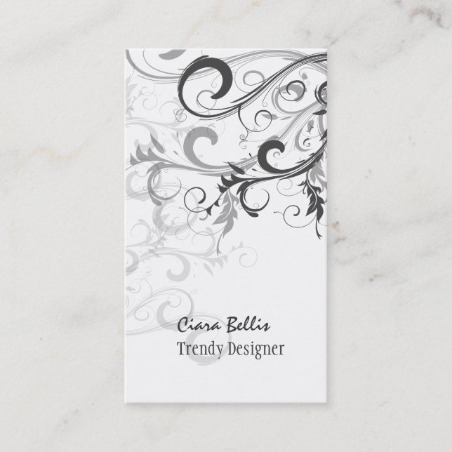 PixDezines Swirls / Graphite+Eggshell Business Card (Front)