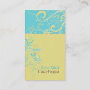 PixDezines Swirls /lemon+aqua Business Card