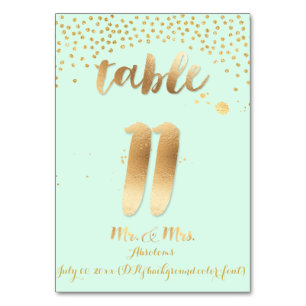 PixDezines table 11/gold sprinkles/DIY colour/mint Table Number