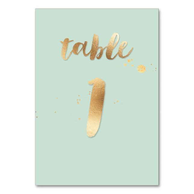 PixDezines table 1/gold brush/DIY colour/mint gree Table Number (Front)