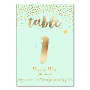 PixDezines table 1/gold sprinkles/DIY colour/mint Table Number