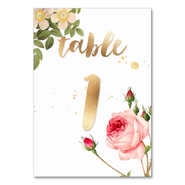PixDezines Table 1/Vintage Roses/Redoute Table Number (Front)
