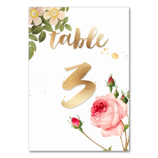 PixDezines Table 3/Vintage Roses/Redoute Table Number (Front)