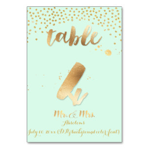 PixDezines table 4/gold sprinkles/DIY colour/mint Table Number