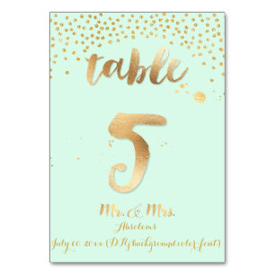 PixDezines table 5/gold sprinkles/DIY colour/mint Table Number