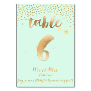 PixDezines table 6/gold sprinkles/DIY colour/mint Table Number