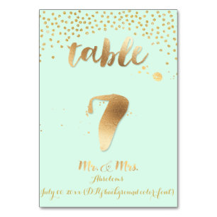 PixDezines table 7/gold sprinkles/DIY colour/mint Table Number
