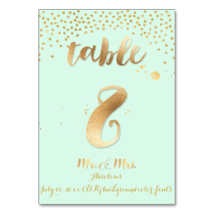 PixDezines table 8/gold sprinkles/DIY colour/mint Table Number
