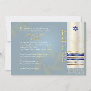 PixDezines talit/Stylish Bar Mitzvah/ash/gold Invitation
