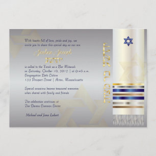PixDezines talit/Stylish Bar Mitzvah Invitation