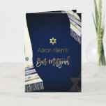 PixDezines tallit/photo bar mitzvah/DIY color Invitation<br><div class="desc">✡ PixDezines tallit in dark blue (diy background color) photo bar mitzvah on folded greeting card with faux gold Star of David. Photo and frame can also be deleted. To view more of our mitzvah collections, copy paste this URL: www.zazzle.com/pixdezines mitzvah?rf=238007904023613149 ✡ Copyright © 2008-2016 PixDezines.com™ and PixDezines™ on Zazzle.com....</div>
