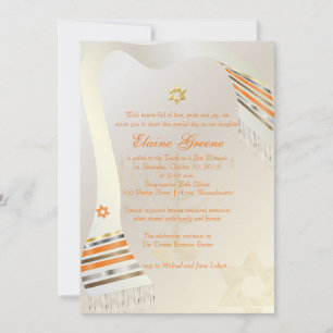 PixDezines Tallit/Stylish Bat Mitzvah/gold Invitation