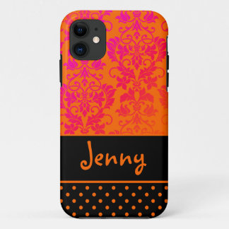 PixDezines Tanza Damask/OJ+Pink+Black/DIY colour iPhone 11 Case