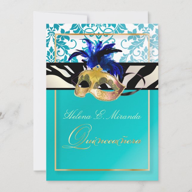 PixDezines Tanza Damask/Quinceanera/Zebra Invitation (Front)