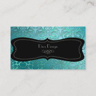 PixDezines teal flora damask/diy background Business Card