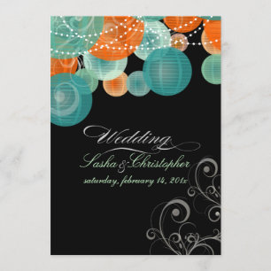 PixDezines teal+orange lanterns/diy background Invitation