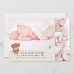 PixDezines teddy bear photo birth announcement