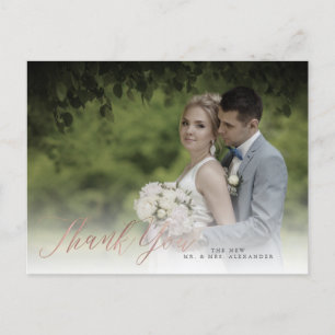 PixDezines Thank You/Faux Rose Gold Calligraphy Postcard