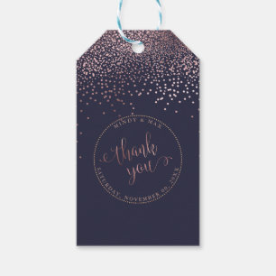 PixDezines Thank You, Faux Rose Gold Confetti Gift Tags