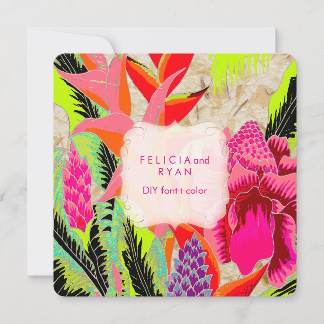 PixDezines torch ginger/heliconia/Luau Wedding Invitation (Front)