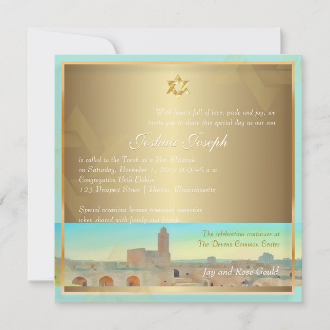 PixDezines Tower of David, Jerusalem Invitation (Front)