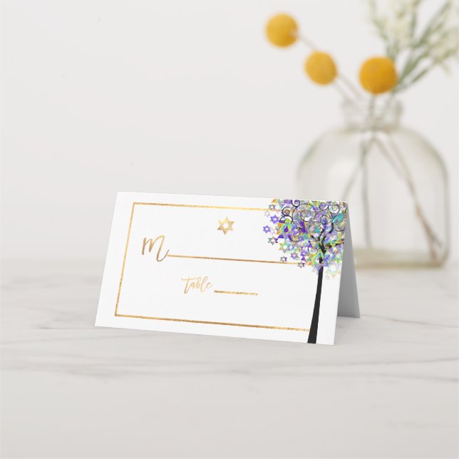PixDezines Tree of LIfe+Purple+Green Place Card (Front)