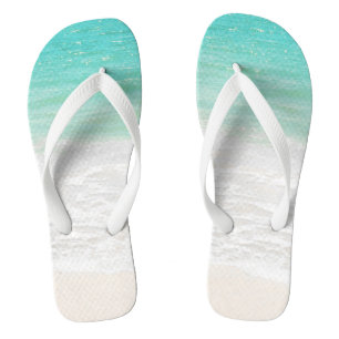 PixDezines tropical beach Flip Flops