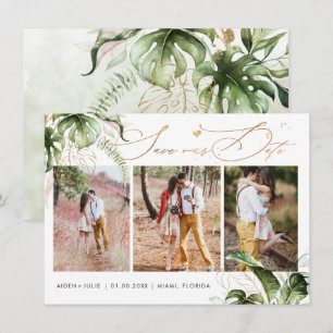 PixDezines Tropical Jungle  Faux Gold Calligraphy Save The Date