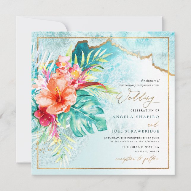 PixDezines Tropical Paradise Beach Waves Invitation (Front)