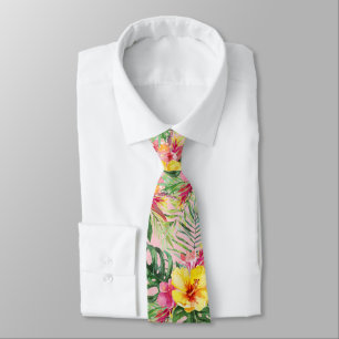 PixDezines Tropical Paradise Floral Foliage Tie