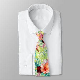 PixDezines Tropical Paradise Floral Foliage Tie