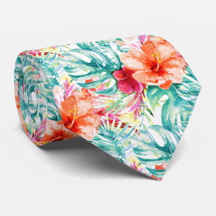 PixDezines Tropical Paradise Floral Foliage Tie