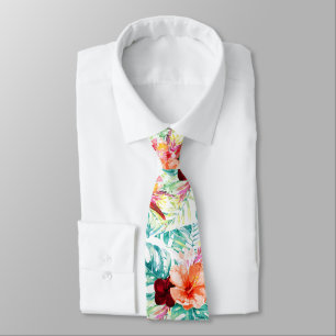 PixDezines Tropical Paradise Floral Foliage Tie
