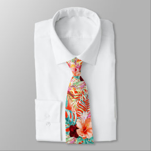 PixDezines Tropical Paradise Floral Foliage Tie