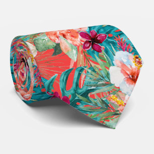PixDezines Tropical Paradise Floral Foliage Tie