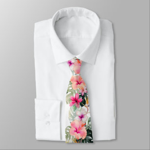 PixDezines Tropical Paradise Floral Foliage Tie