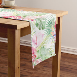 PixDezines Tropical Paradise Pastel Floral Foliage Short Table Runner