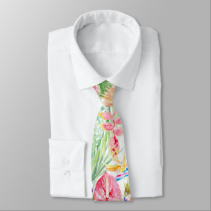 PixDezines Tropical Paradise Pastel Floral Foliage Tie